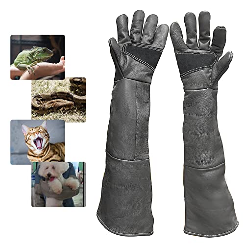 FIPASEN Bissfeste Handschuhe für den Umgang mit Tieren, 60cm Anti-Biss Arbeitshandschuhe für Schweißen, Gartenarbeit, Umgang mit Katze/Hund/Vogel/Schlange/Eidechse/Falke/Reptil (Dunkle Farbe) von FIPASEN