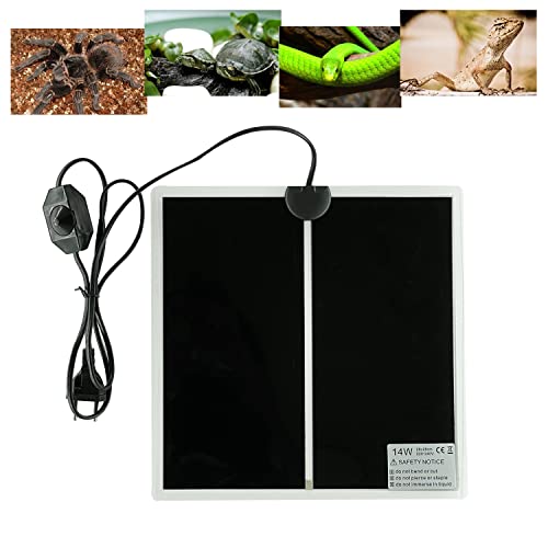 FIPASEN Terrarium Heizmatte, Klebendes Reptil Heizmatten mit Temperaturregelung für Reptilien Schildkröten Schlangen Eidechse Gecko Einsiedlerkrebs Amphibien -Abnehmbares Heizkissen(14W:28x28CM) von FIPASEN