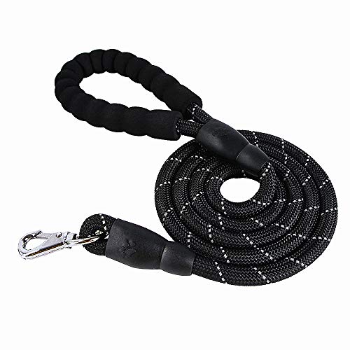 FIRECLUB Dog Leash for Small Large Dogs Leashes Reflective Dog Leash Rope Pets Lead Dog-Collar Harness Nylon Running Leashes (Black) von FIRECLUB