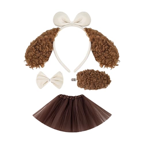 1/3/4 PCS Hunde Kostüme Set Hundeohren Stirnband Schwanz Tutus Rock Für Kinder Mädchen Halloween Weihnachten Animal Cosplay Requisiten Cosplay Kostüm von FIRSTXIU