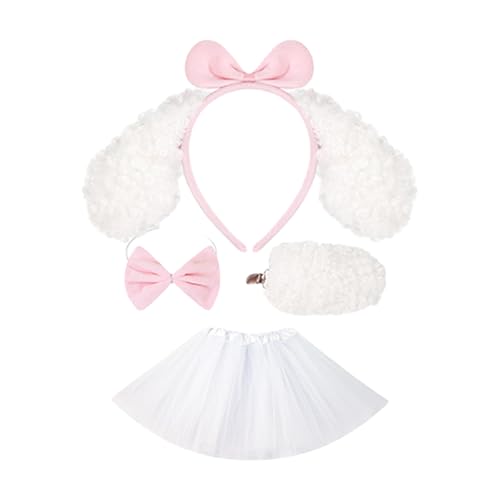 1/3/4 PCS Hunde Kostüme Set Hundeohren Stirnband Schwanz Tutus Rock Für Kinder Mädchen Halloween Weihnachten Animal Cosplay Requisiten Cosplay Kostüm von FIRSTXIU
