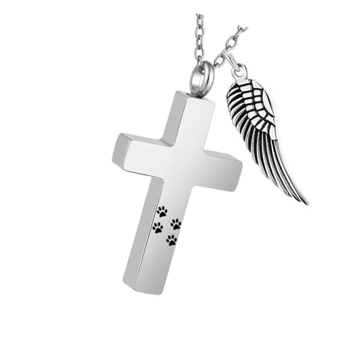 FIRSTXIU Pet Verlust Verbreitung Halskette Rostfeste Metallgekreuzte Urn Anhänger Halskette Mit Sicherem Speicherspeicher Für Erinnerungen Gekreuzt Pet Memorial von FIRSTXIU