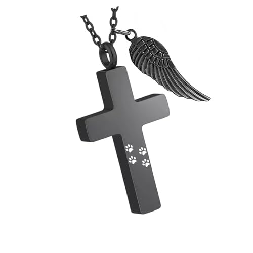 FIRSTXIU Pet Verlust Verbreitung Halskette Rostfeste Metallgekreuzte Urn Anhänger Halskette Mit Sicherem Speicherspeicher Für Erinnerungen Gekreuzt Pet Memorial von FIRSTXIU