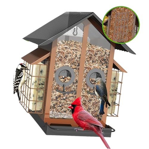Hochleistungsmetall Vogelhäuschen Für Die Aufhänge Freien Große Kapazität Für Garten Und Hinterhof Dekorationsvogelfutterhäuschen von FIRSTXIU