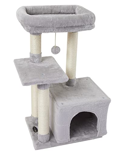 FISH&NAP Niedlicher Kratzbaum für den Innenbereich, Sisal-Kratzbäume mit Sprungplattform, Katzenmöbel, Aktivitätszentrum, Spielhaus, Grau FISH&NAP Niedlicher Kratzbaum für den Innenbereich, Sisal-Kratzbäume mit Sprungplattform, Katzenmöbel, Aktivitätszentrum, Spielhaus, Grau von FISH&NAP