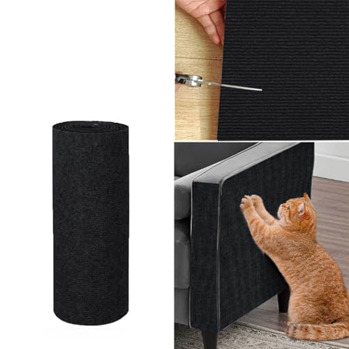 kratzmatte Katze,kratzschutz40 x 200cmsofa Katze,kratzmatte selbstklebend,kratzmatte Katze Wand.Katze Kratzteppich kann getrimmt Werden,geeignet für Möbel,Türen,Wände.Haustier Sofa Schutz. (Schwarz) von FIUIRYA NATURAL PRODUCTS