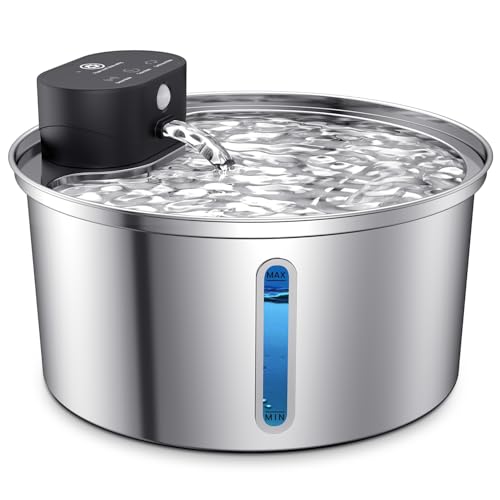 FIVAVA Katzenbrunnen Edelstahl 3.2L Trinkbrunnen für Katze Kabellos,Katzen Trinkbrunnen Sensor Cat Fountain 3 Modi Katzenbrunnen für Katzen Super LeiseTransparentes Fenster 2 Filter FIVAVA Katzenbrunnen Edelstahl 3.2L Trinkbrunnen für Katze Kabellos,Katzen Trinkbrunnen Sensor Cat Fountain 3 Modi Katzenbrunnen für Katzen Super LeiseTransparentes Fenster 2 Filter von FIVAVA