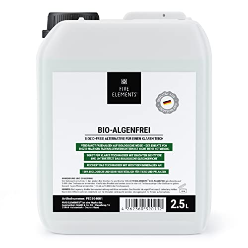FIVE ELEMENTS Bio-Algenfrei | 2025: Verbesserte Wirkung | natürliche Verdrängung von Fadenalgen | Teichwasser-Klärung | biologischer Algen-Stop | flüssig 2,5 L von FIVE ELEMENTS