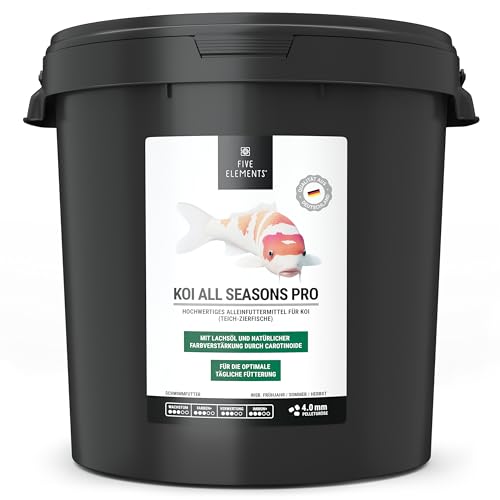 FIVE ELEMENTS® Koi All Seasons Pro | 8,4 kg 4,5 mm | hochwertiges Futter für Koi | ideal für Frühjahr| Lachsöl | Carotinoide zur natürlichen Farbverstärkung von FIVE ELEMENTS