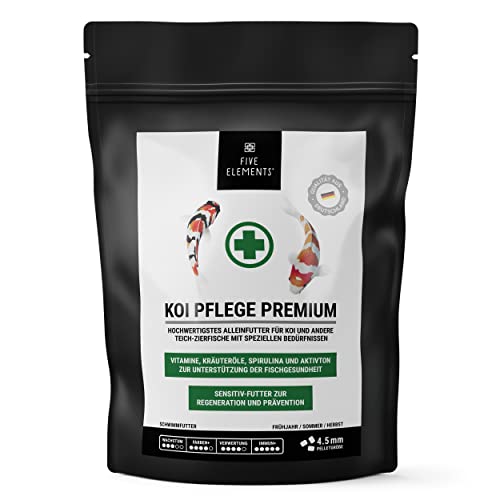FIVE ELEMENTS® Koi Pflege Premium | 1,4 kg 4,5 mm | Frühjahr | Protein-reduziertes Sensitiv-Futter | Gesundheits-Futter | vorbeugend und für geschwächte Koi von FIVE ELEMENTS