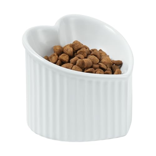 Erhöhter geneigter Futternapf für Katzen, 14 cm, erhöhter Keramik-Katzennapf, Liebesherzform, schräger Futternapf, stressfreier Futternapf für Kätzchen, kleine Katzen, schützt die Wirbelsäule des Erhöhter geneigter Futternapf für Katzen, 14 cm, erhöhter Keramik-Katzennapf, Liebesherzform, schräger Futternapf, stressfreier Futternapf für Kätzchen, kleine Katzen, schützt die Wirbelsäule des von FIVEAGE