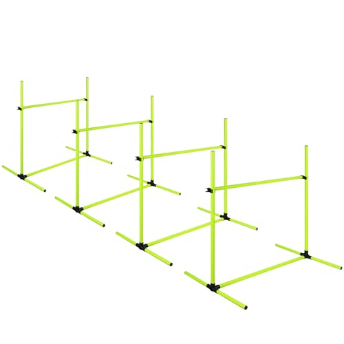 FIVMEN 4X Agility Set Hunde Slalomstangen Hund Training Set Höhenverstellbar Kunststoff Hürdenset Hobby Horse Hindernisse mit Transporttasche für Hundetraining Hundesport, Grün von FIVMEN
