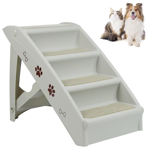 FIVMEN Faltbare Haustiertreppe für Hunde 4 Stufen Katzentreppe mit rutschfeste Filz Matte Hundetreppe Kunststoff Tragbare Haustiere Treppen für Bett Sofa Auto Hunderampe für 75KG Hunde/Katze (Grau) FIVMEN Faltbare Haustiertreppe für Hunde 4 Stufen Katzentreppe mit rutschfeste Filz Matte Hundetreppe Kunststoff Tragbare Haustiere Treppen für Bett Sofa Auto Hunderampe für 75KG Hunde/Katze (Grau) von FIVMEN