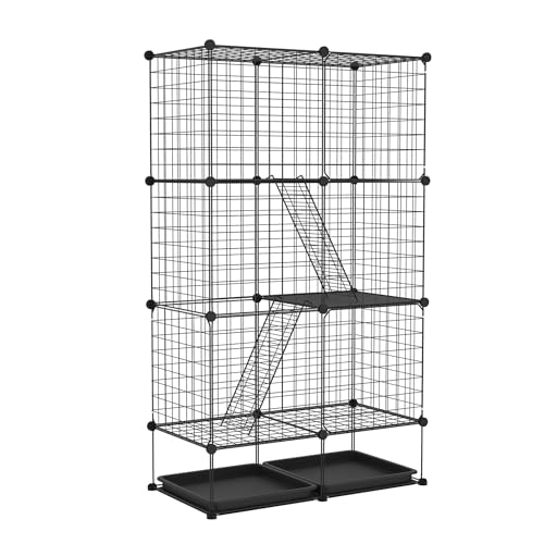 FIVMEN Großer Katzenkäfig 3-Stöckige aus Metall mit 2 Leitern DIY Katzenlaufstall Katzengehege Outdoor Abnehmbarer Freigehege Katzen Katzenauslauf Kleintierelaufstall, 74x37x126 cm FIVMEN Großer Katzenkäfig 3-Stöckige aus Metall mit 2 Leitern DIY Katzenlaufstall Katzengehege Outdoor Abnehmbarer Freigehege Katzen Katzenauslauf Kleintierelaufstall, 74x37x126 cm von FIVMEN