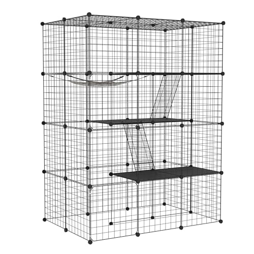 FIVMEN Großer Katzenkäfig 4-Stöckige aus Metall mit 2 Leitern und 1 Hängematte DIY Katzenlaufstall Katzengehege Outdoor Abnehmbarer Freigehege Katzen Katzenauslauf Kleintierelaufstall, 110x74x146 cm FIVMEN Großer Katzenkäfig 4-Stöckige aus Metall mit 2 Leitern und 1 Hängematte DIY Katzenlaufstall Katzengehege Outdoor Abnehmbarer Freigehege Katzen Katzenauslauf Kleintierelaufstall, 110x74x146 cm von FIVMEN