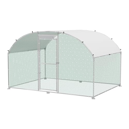 FIVMEN Hühnerstall 3x2 m Hühner Freilaufgehege Verzinkter Stahl Hühnerhaus Hühnergehege mit Bogen Sonnenschutz Dach,Tür & Riegel Stabil Geflügelstall Hühnerkäfig Kleintierstall von FIVMEN