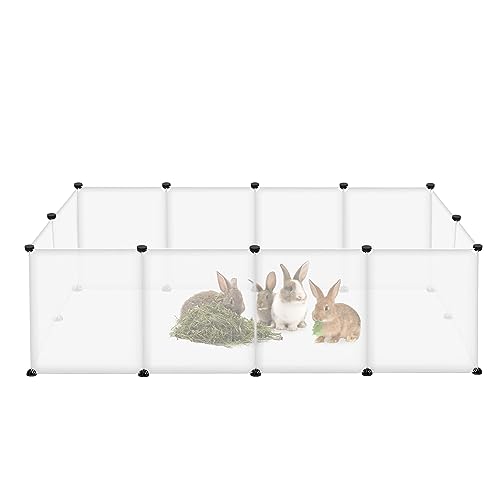 FIVMEN Meerschweinchen Kleintierlaufställe 145x75x48cm Freigehege Gittergehege 12-Platten Laufstallgitter Kleintier Laufställe Freilaufgehege für Kaninchen Hamster (Weiß) von FIVMEN