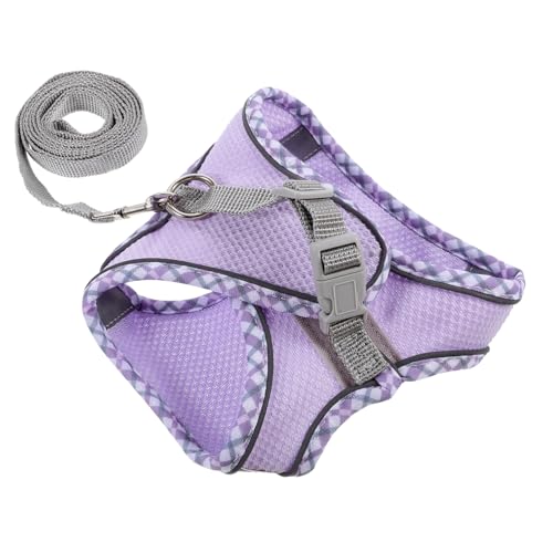 FIXOSHEE 1 Satz Katzenleinenweste Kleines Geschirr Für Welpen Haustierzubehör Tragbare Hundeweste Verschleißfestes Hundegeschirr Kleines Geschirr Für Hunde Welpengeschirr Polyester Violett von FIXOSHEE