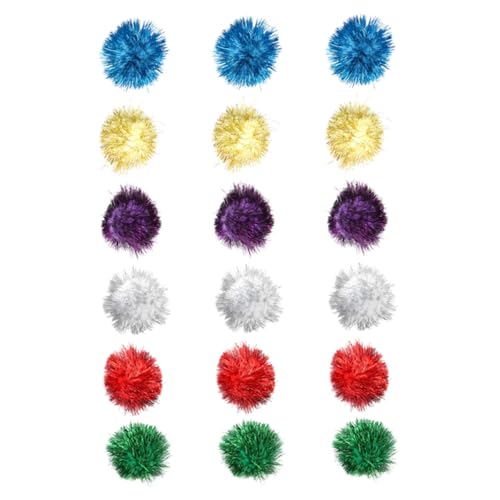 FIXOSHEE 18 Stück Teiliges Katzenspielzeug Glitzerbälle Katzenpompons Bunte Tinsel Bälle Interaktives zur Beschäftigung und Stressabbau für Katzen Zufällige Farbe Zufällige Farbe von FIXOSHEE