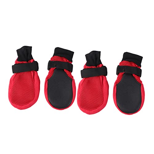 FIXOSHEE 1Satz Atmungsaktive Hundeschuhe Rot rutschfeste Pfotenschützer für Outdoor Aktivitäten Schützt und Kaltem von FIXOSHEE