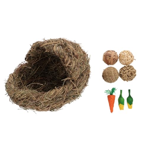 FIXOSHEE 1Satz Gewebtes Kaninchengrasnest für Haustiere Faltbare Grasmatte für Hamster Komfortables und Sicheres Rückzugsort für Kleine für Winter von FIXOSHEE