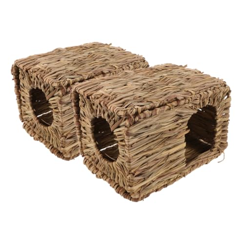 FIXOSHEE 2 STÜCK Handgewebtes Grasversteck für Meerschweinchen und Kaninchen Teiliges Faltbares Kleintierbett Natürliches Robustes Haustierhaus für Drinnen und Draußen Umweltfreundlich und von FIXOSHEE
