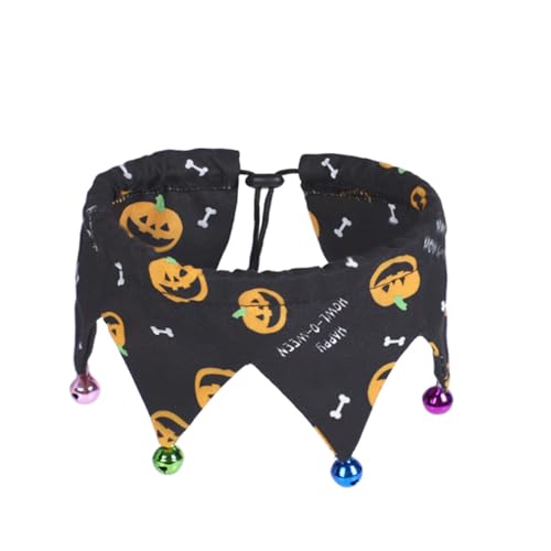 FIXOSHEE 2 Stück Halloween Haustier mit Glöckchen Verstellbar für Hunde und Leichtes Polyester Komfortabel und Atmungsaktiv Passend für Halsumfang Orange und von FIXOSHEE