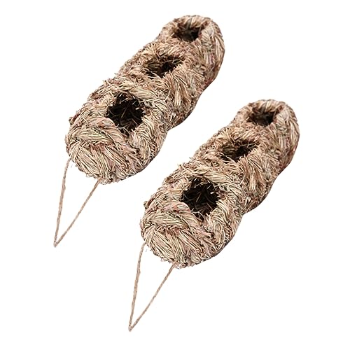 FIXOSHEE 2 Stück Handgefertigtes Teiliges Stroh Vogelhaus Wetterfestes Outdoor Nistnest mit Aufhängung Kompakt und Leicht Schützender Schlafplatz für Vögel und Kleine Tiere im Garten von FIXOSHEE