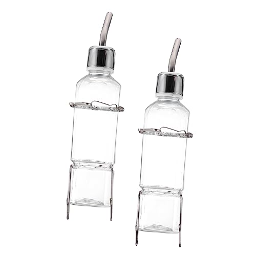 FIXOSHEE 2 Stück Nagetier Trinkflasche mit Aufhängung Auslaufsicherer Hänge Wasserspender für Kaninchen und Hamster Leckagefreie Haustier für Käfige Einfach zu Befestigen und Reinigen von FIXOSHEE