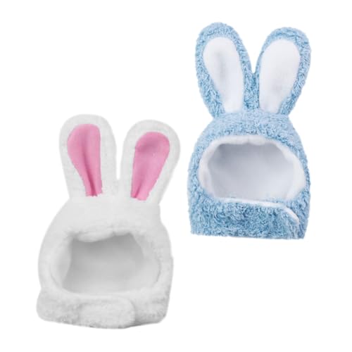 FIXOSHEE 2 Stück Niedliche Katzenkostüm Hüte Verschleißfeste Kopfbedeckung für Katzen und Kleine Hunde Geeignet für Party Cosplay und Alltag Weiß und Blau von FIXOSHEE
