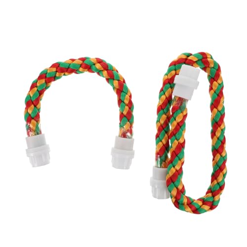 FIXOSHEE 2 Stück Parrot Swing Teilig Baumwollseil Kauspielzeug Biegsame Sitzstange für Vögel Langlebig und Beißfest Einfach zu Formen Bunte Vogelspielzeug Zubehör für Käfig und Klettern von FIXOSHEE