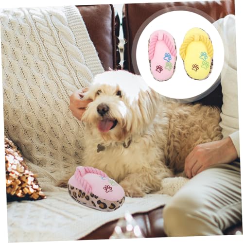 FIXOSHEE 2 Stück Plüsch Hundekauspielzeug Slipper Form Sanftes Beißspielzeug für Welpen Zahnung Interaktives Kauspielzeug zur Beschäftigung und Stressabbau für Kleine und Mittlere Hunde von FIXOSHEE