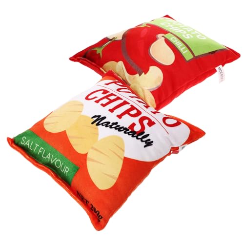 FIXOSHEE 2 Stück Quietschendes Kauspielzeug für Hunde Kartoffelchips Taschenform Robust Langlebig für Welpen und Kleine Hunde zur Zahnpflege und Beschäftigung in Leuchtenden Farben von FIXOSHEE