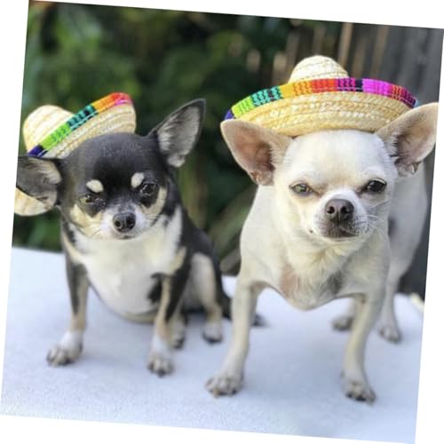 FIXOSHEE 2 Stück Verstellbare Haustier Sonnenhüte aus Natürlichem Material Leichter Modischer Hundestrohhut für Aufnahmen Partys und Besondere Anlässe Wie Geburtstage und Cinco De Mayo von FIXOSHEE