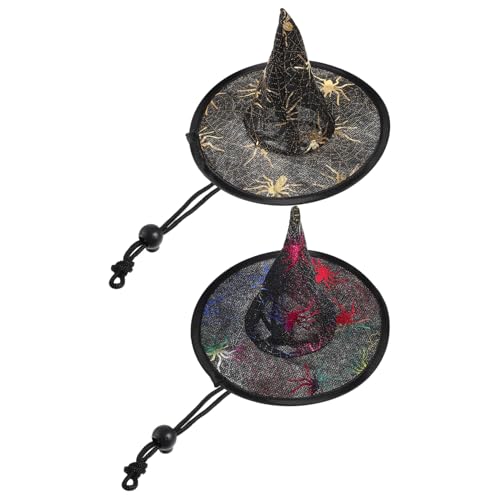 FIXOSHEE 2St Haustier Hut Katze Hexenhut Kostüm Hüte Hexenkostüm für Hunde Haustier-Halloween-Kappen katzenmützen Haustierkopfschmuck Tierkopf- Halloween-Katzen-Kopfschmuck Vlies von FIXOSHEE