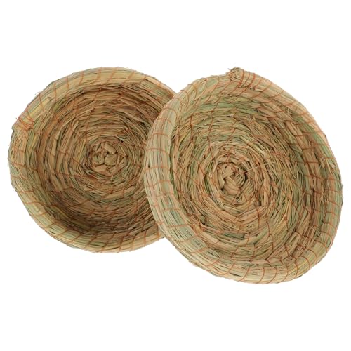 FIXOSHEE 2Stücke Geflochtene Strohmatte für Haustiere Gemütliches Bett für Meerschweinchen Hamsternest und Chinchilla Nest Natürliches Material für im Käfig von FIXOSHEE