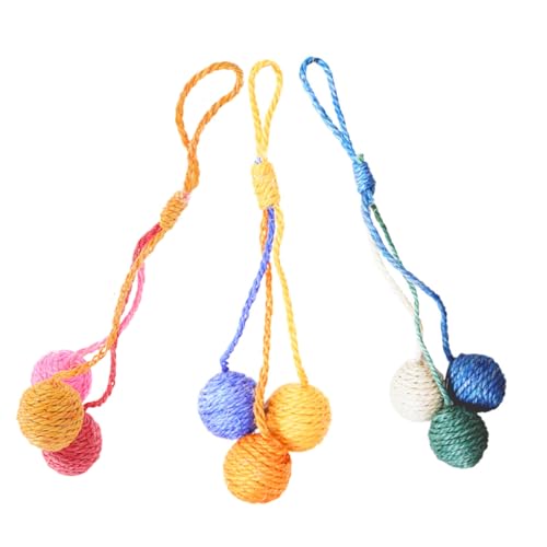 FIXOSHEE 3 STÜCKE Teiliges Sisal Kratzball Hängend Katzenspielzeug Bunte Indoor Kratzspielzeug für Katzen Interaktives Spiel und Krallenpflege für Mehrkatzenhaushalt von FIXOSHEE
