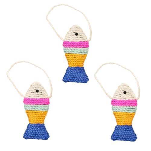 FIXOSHEE 3 STÜCKE Teiliges Sisal katzenspielzeug Fischform Langlebig Kratzfest zum Krallenschärfen für Katzen Geeignet Sichere Zufällige Farbe Zufällige Farbe von FIXOSHEE