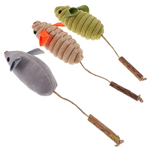 FIXOSHEE 3 Stück Teiliges Katzenspielzeug mit Katzenminze Interaktives Leichtes Mausform für Indoor Katzen Aktivität und Spaß Grün Beige von FIXOSHEE