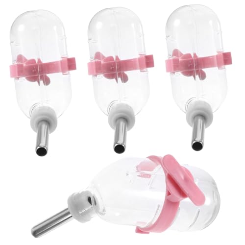 FIXOSHEE 4 Stück Teiliges Edelstahl Wasserflaschen für Kleintiere Automatische Auslaufsichere Trinkflasche mit Dichtungsring Geeignet für Hamster Meerschweinchen Igel und Andere Kleine von FIXOSHEE