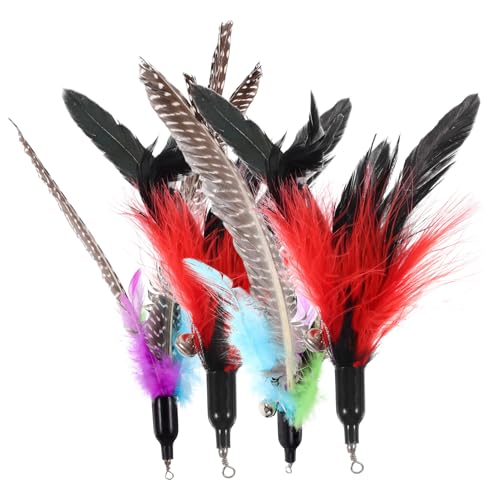 FIXOSHEE 4 Stück Teiliges Katzenspielzeug Ersatz Interaktive Plume Katzenangel Aufsätze Bunte Katzenfeder Refills für Kätzchen Fördert Spielerisches Training und Stressabbau von FIXOSHEE