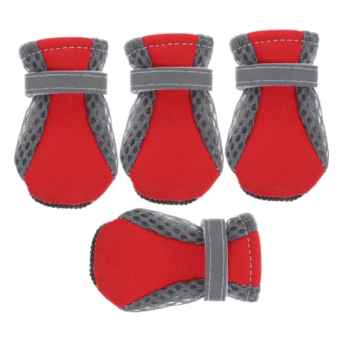 FIXOSHEE 4 Stück rutschfeste Hundeschuhe Atmungsaktive Pfotenschützer für Hunde Leichte und Bequeme Haustierschuhe für und Outdoor Aktivitäten Rote Farbe S FIXOSHEE 4 Stück rutschfeste Hundeschuhe Atmungsaktive Pfotenschützer für Hunde Leichte und Bequeme Haustierschuhe für und Outdoor Aktivitäten Rote Farbe S von FIXOSHEE