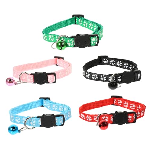 FIXOSHEE 5 Stück Teiliges Katzenhalsband Buntem Druck Verstellbar mit Glöckchen Sicher und Langlebig Dekorativ für Kleine Katzen und Hunde für Outdoor Party und Fotosessions von FIXOSHEE