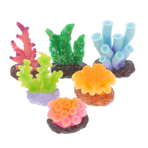 FIXOSHEE 6 Stück Teiliges Aquarium Dekor mit Realistischer Harz Korallenriff Simulation Farbige Langlebige Fischbecken Ornamente für Natürliche Unterwasser Landschaft für Aquarium von FIXOSHEE