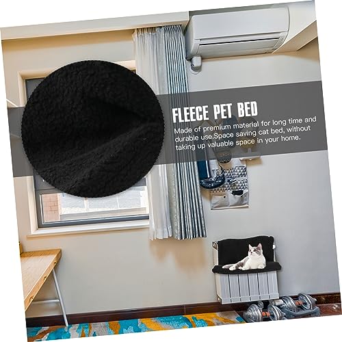 FIXOSHEE Eisenrahmen Katzenhängematte Heizkörperbett Schwarz mit Lammfell Warmes Abnehmbares Katzenbett Für Innen Haustiere Winter Kuschelplatz von FIXOSHEE