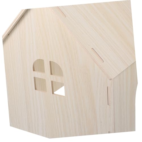 FIXOSHEE Großes Nagetier holzhaus aus Natürlichem Material Warmes Versteck und Nest für Hamster Meerschweinchen Kaninchen und Eichhörnchen Langlebiges Kleintier Rückzugsort von FIXOSHEE