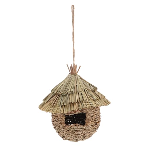 FIXOSHEE Hängendes Vogelhaus für Außenbereich Handgewebtes Nest für und Andere Vogelarten Dekorative Gartenschutzhütte aus Naturgras für Vogelbeobachtung und Gartenästhetik von FIXOSHEE