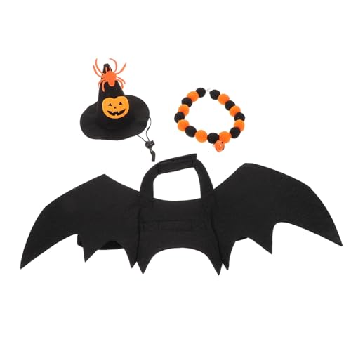 FIXOSHEE Halloween Katzenkostüm Teiliges Verkleidungsset mit Hexenhut Fledermaus Perücke und Glocke Dekoratives und Vielseitiges Kostüm für Katzen und Kätzchen zu Feiertagen und Partys FIXOSHEE Halloween Katzenkostüm Teiliges Verkleidungsset mit Hexenhut Fledermaus Perücke und Glocke Dekoratives und Vielseitiges Kostüm für Katzen und Kätzchen zu Feiertagen und Partys von FIXOSHEE