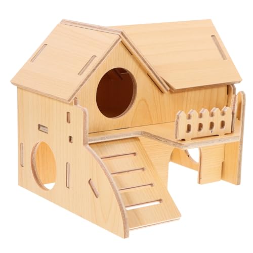 FIXOSHEE Hamster Holzhaus für Kleintiere Verschleißfestes Rattenhaus Versteck für Meerschweinchen und Hamster Sicheres und Anregendes für Haustier Häuser und Nager von FIXOSHEE