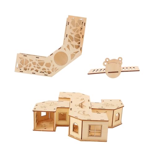 FIXOSHEE Hamster Holzspielzeug Teiligem Tunnel Labyrinth und Wippe Abnehmbar Natürlicher Kletterspaß für Kleine Haustiere Fördert Bewegung und Beschäftigung Sicher und Platzsparend von FIXOSHEE